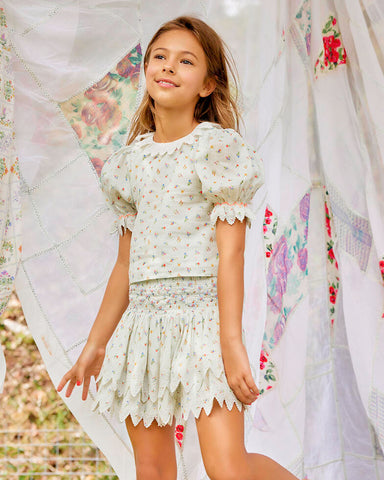 CAROLINE BOSMANS AW24 Tiered Skirt in Pale Pink