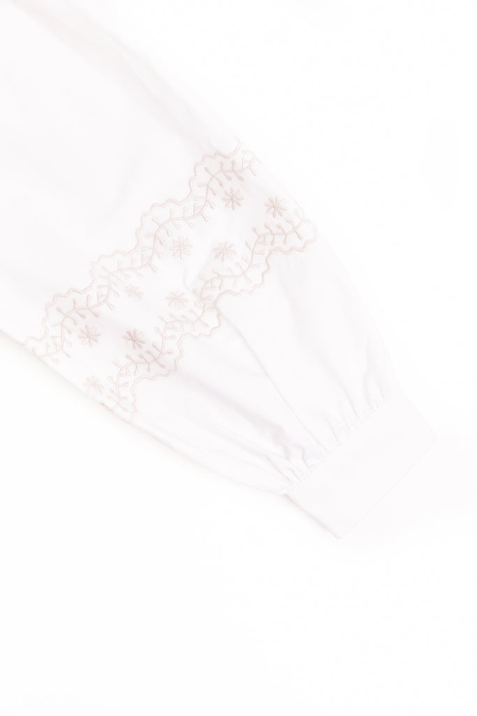 NICOLE MILLER FW24 Embroidered Blouse with Front Ruffle