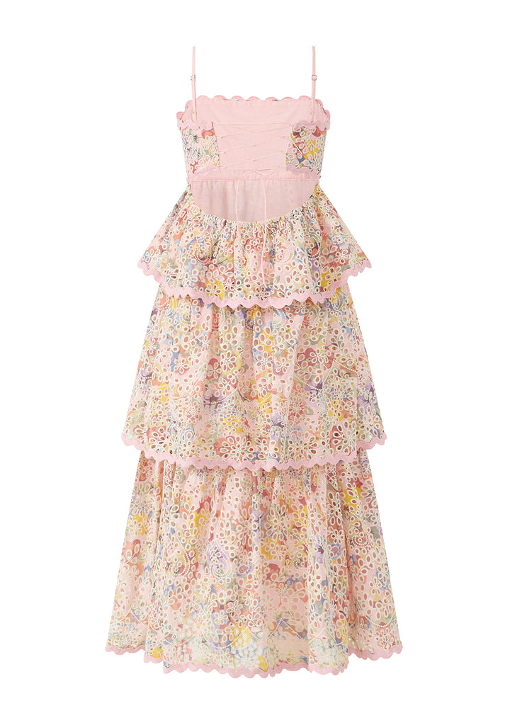 MARLO KIDS Alanna Frill Embroidered Maxi Dress