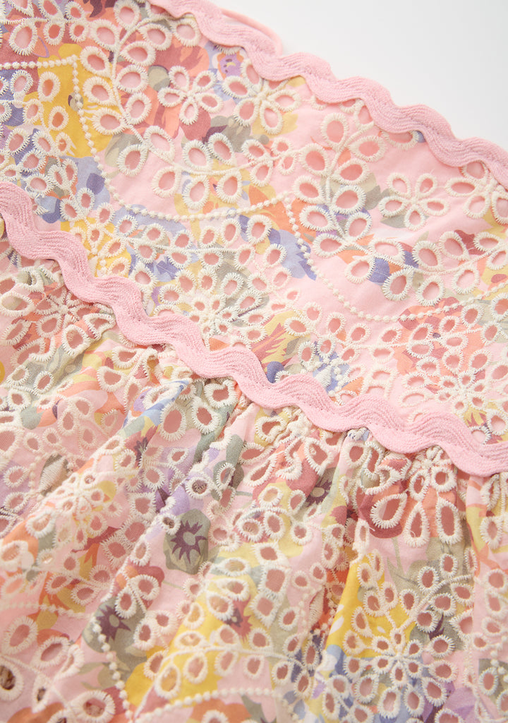 MARLO KIDS Alanna Frill Embroidered Maxi Dress