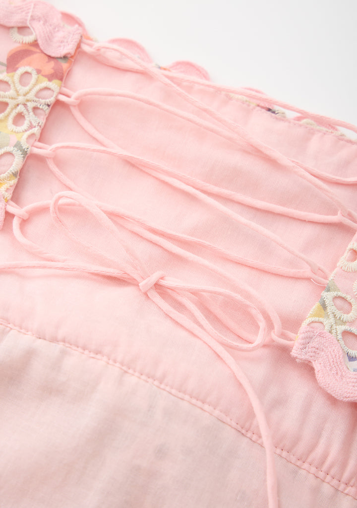 MARLO KIDS Alanna Frill Embroidered Maxi Dress