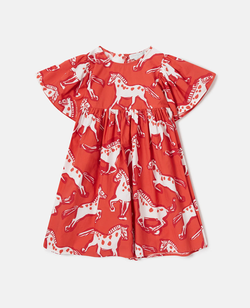 STELLA MCCARTNEY SS26 Horse Print Popeline Dress