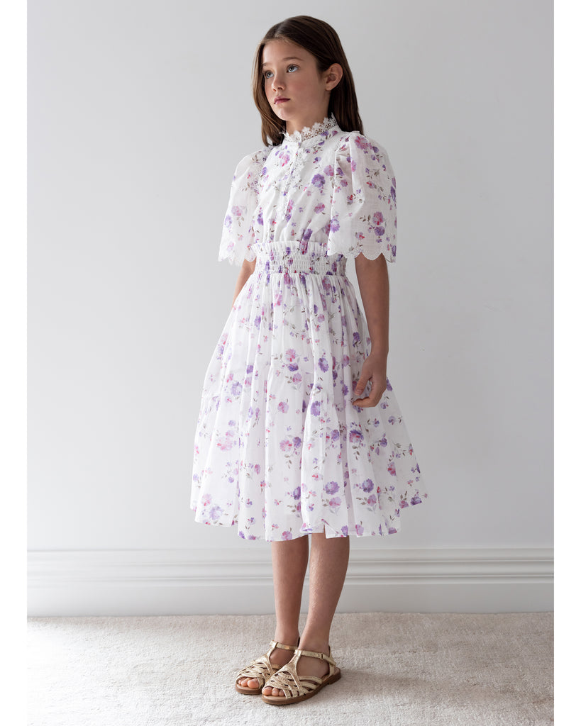 PETITE AMALIE "La Fleur" Lilac Floral Shirred Waist Dress