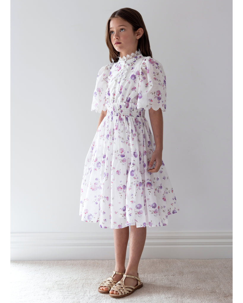 PETITE AMALIE "La Fleur" Lilac Floral Shirred Waist Dress