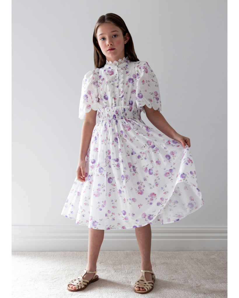 PETITE AMALIE "La Fleur" Lilac Floral Shirred Waist Dress