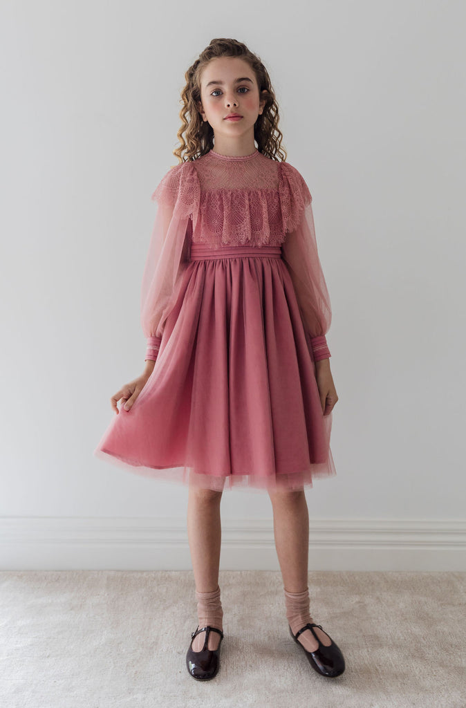 PETITE AMALIE "Fantasque" Square Lace Yoke Tulle Dress