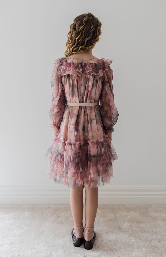 PETITE AMALIE "Fantasque"  Photo Rose Printed Tulle Dress