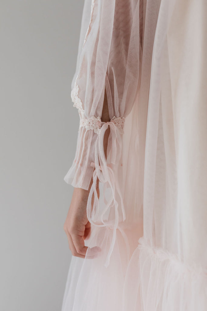 PETITE AMALIE "Fantasque"  Pintuck Lace Yoke Dress