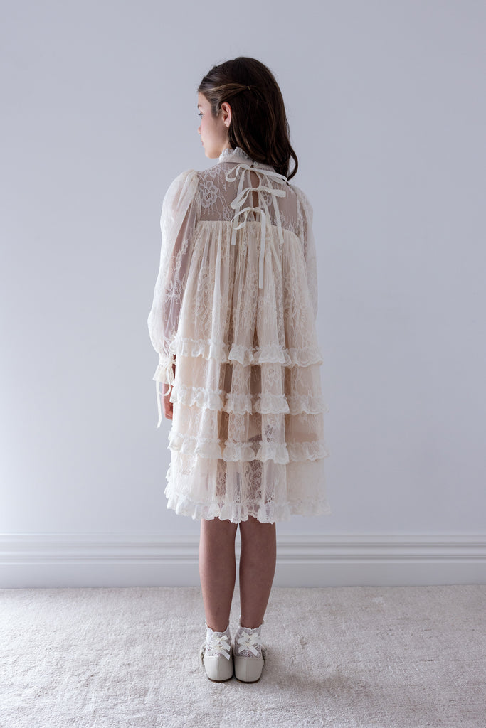 PETITE AMALIE FALL 2026 Allover Lace Ruffle Dress
