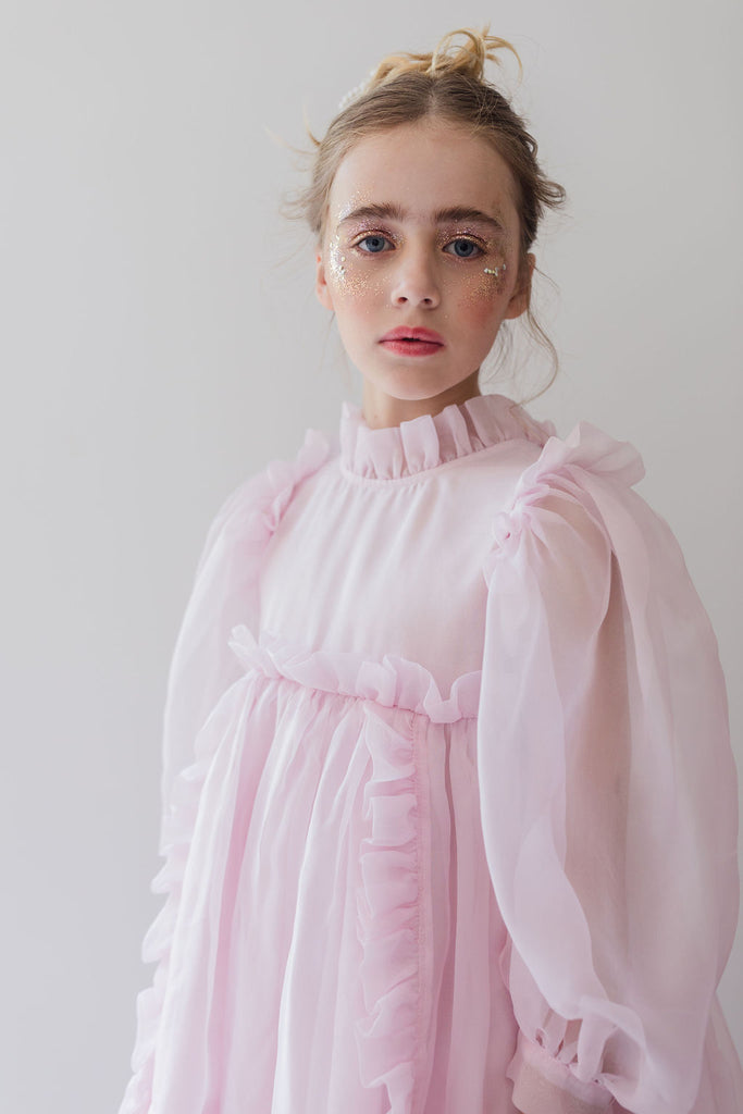PETITE AMALIE "Fantasque"  Organza Ruffle Dress