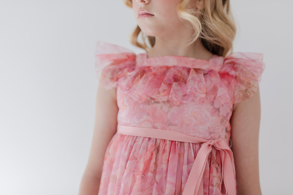 PETITE AMALIE "La Fleur" Pink Peony Tulle Dress