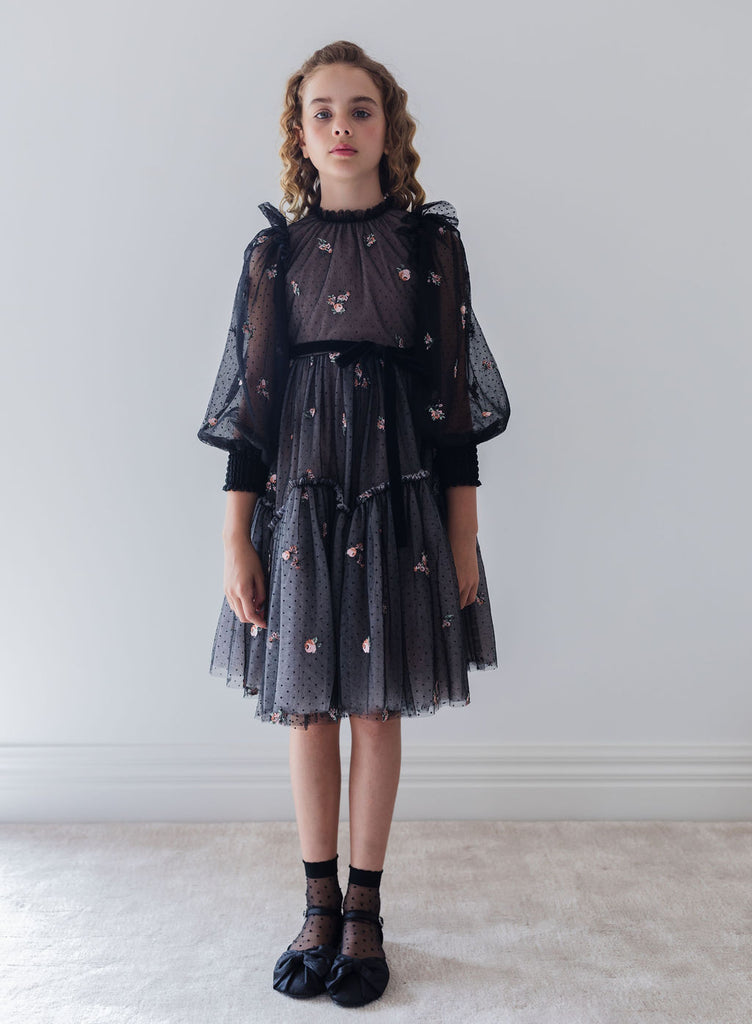 PETITE AMALIE "Fantasque"  Petite Rosebud Embroidered Dress