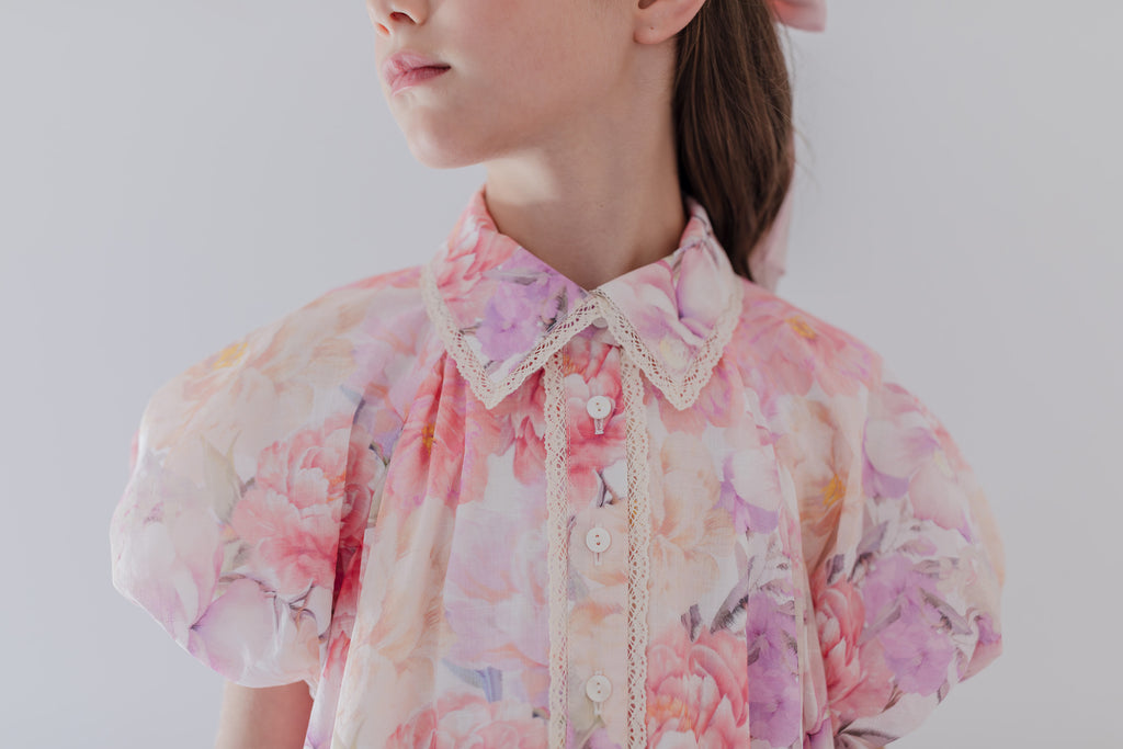 PETITE AMALIE "La Fleur" Dahlia Print Shirt Dress
