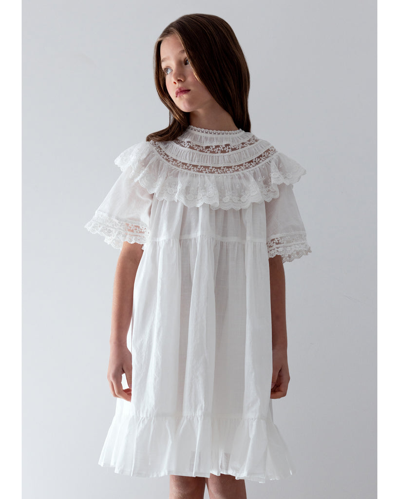 PETITE AMALIE "La Fleur" Lace Trim Collar Smock Dress