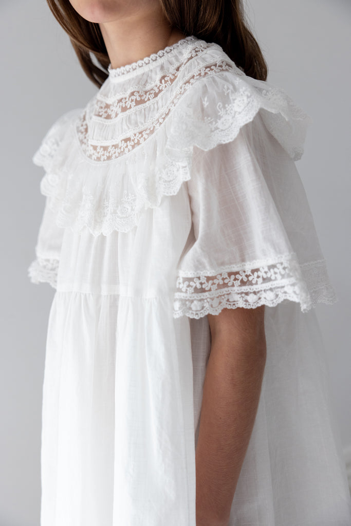 PETITE AMALIE "La Fleur" Lace Trim Collar Smock Dress
