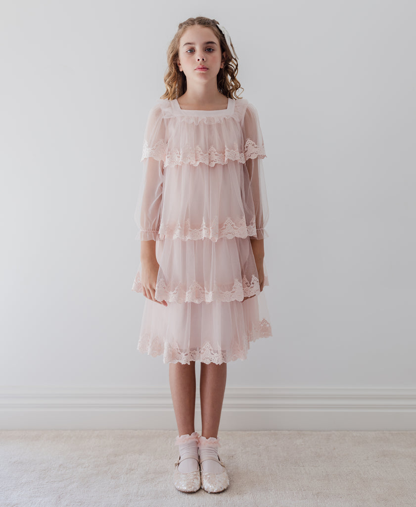 PETITE AMALIE "La Fleur" Chandelier Embroidered Tulle Dress
