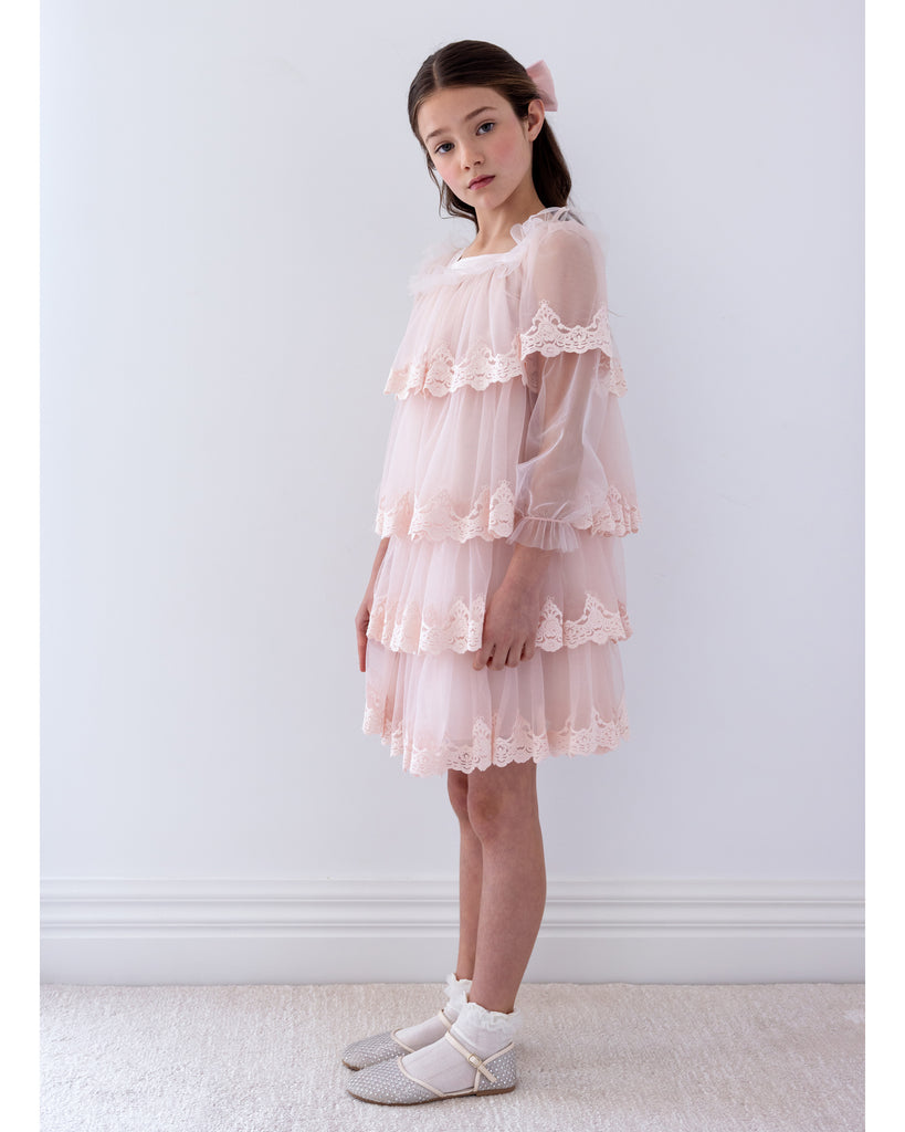 PETITE AMALIE "La Fleur" Chandelier Embroidered Tulle Dress
