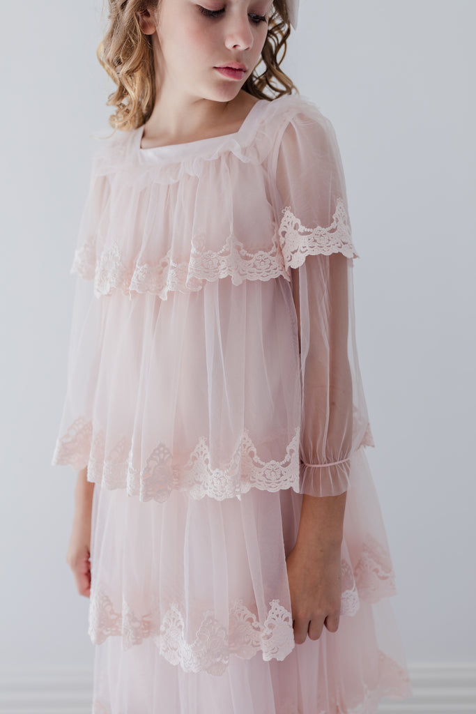 PETITE AMALIE "La Fleur" Chandelier Embroidered Tulle Dress