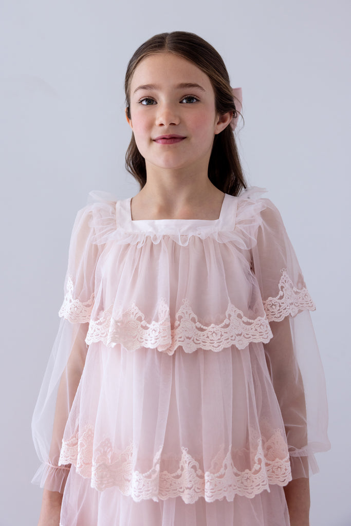 PETITE AMALIE "La Fleur" Chandelier Embroidered Tulle Dress