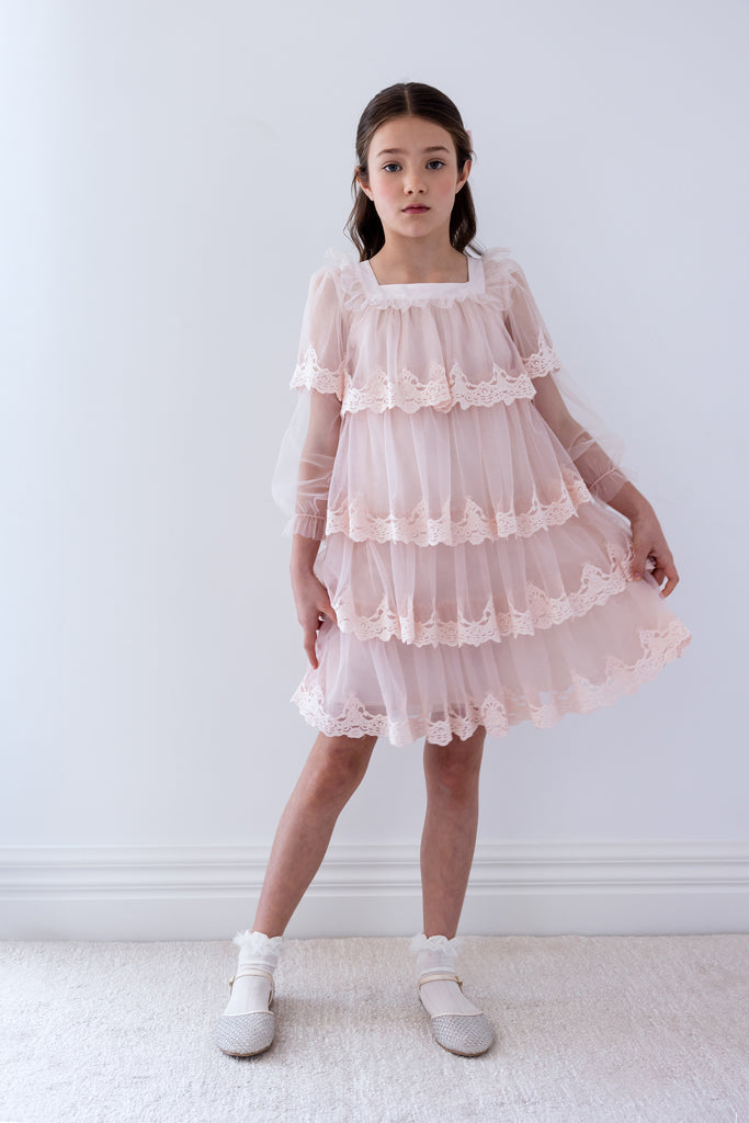 PETITE AMALIE "La Fleur" Chandelier Embroidered Tulle Dress