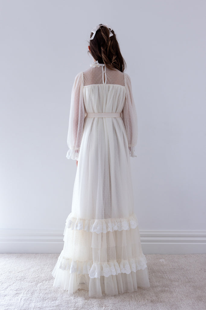 PETITE AMALIE FALL 2026 Mesh Lace Ruffle Spot Tulle Gown Dress