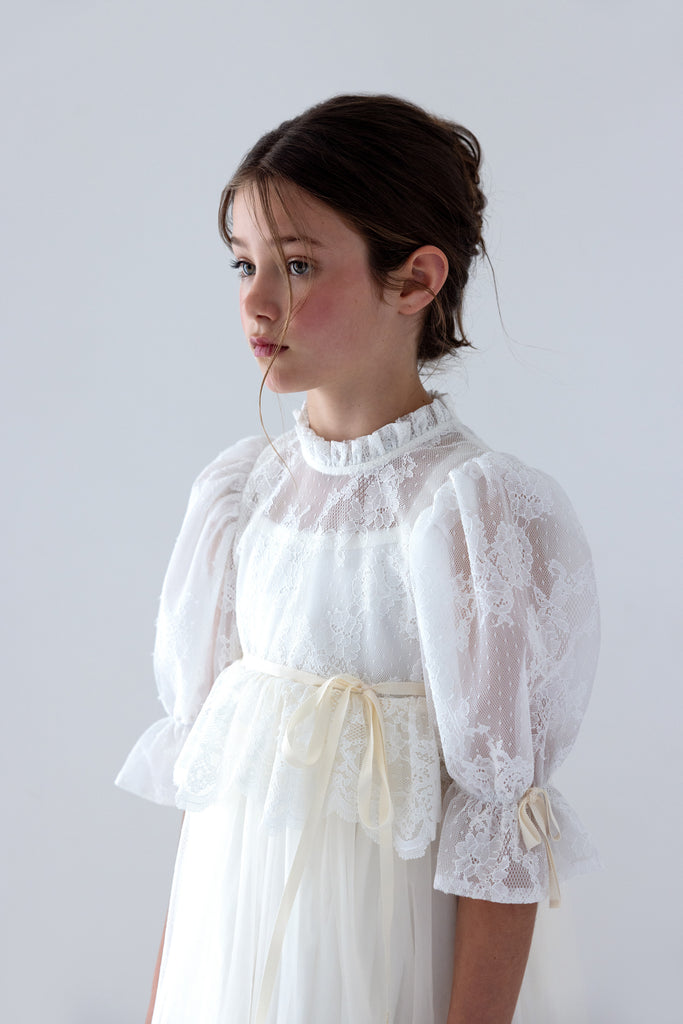 PETITE AMALIE FALL 2026 Lace Peplum Tulle Dress