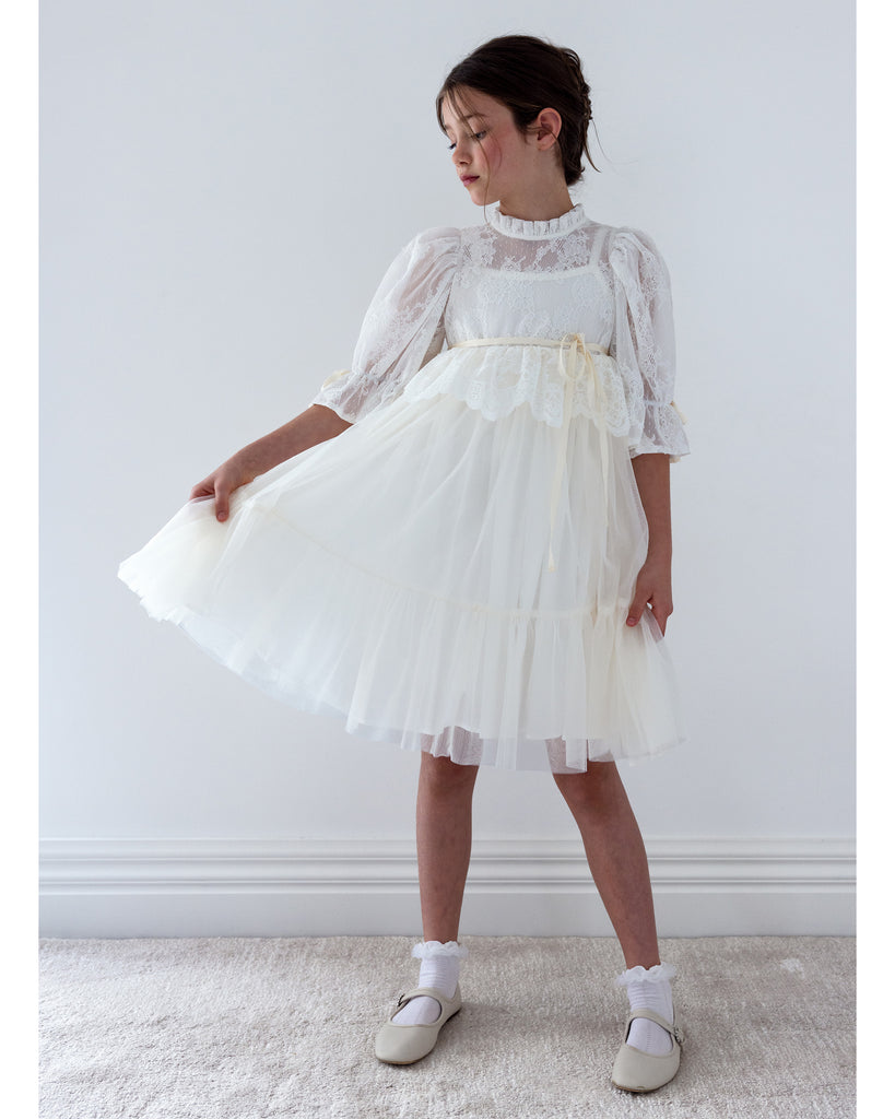 PETITE AMALIE FALL 2026 Lace Peplum Tulle Dress