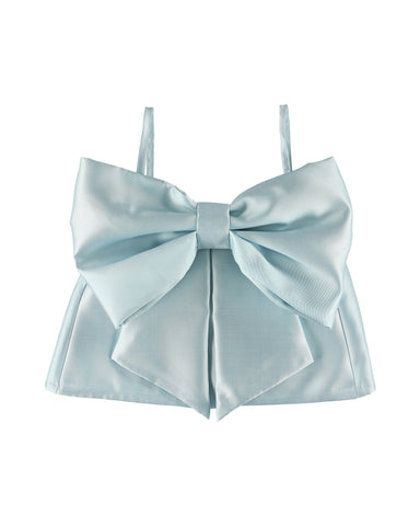CAROLINE BOSMANS Bow Tafetta Mini Skirt in Sky Blue
