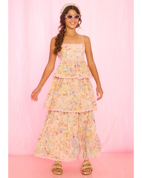 MARLO KIDS Alanna Frill Embroidered Maxi Dress