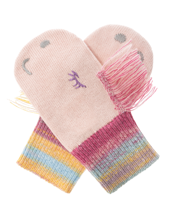 STELLA MCCARTNEY KIDS Knit Gloves with Unicorn and Fringes