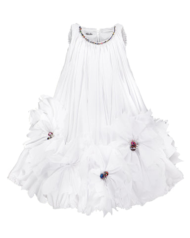 MiMiSol SS24 Flower Applique Dress in Cream