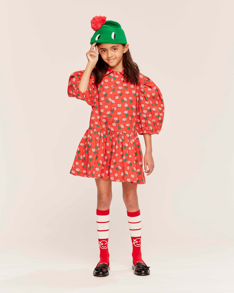 WYNKEN FW25 BEAU COLLAR DRESS in Dancing Dahlia