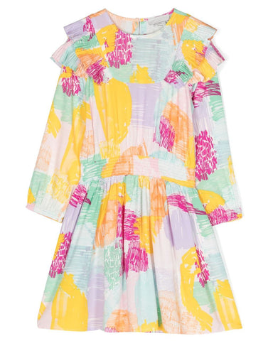 STELLA MCCARTNEY KIDS Rainbow Star-print Pleated Dress