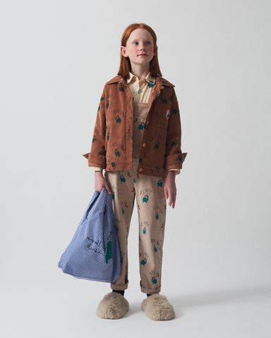 NUNUNU FW24 BABY CHECKMATE HOODED OVERALL in Smokey Natural