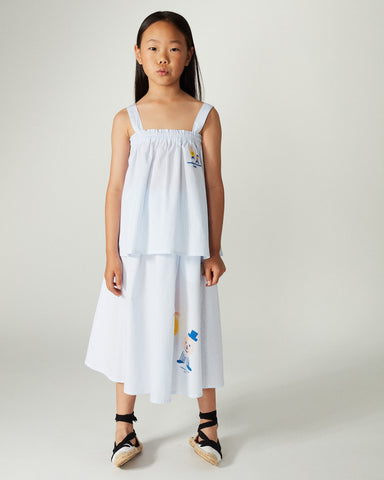 CAROLINE BOSMANS AW24 Tiered Skirt in Pale Pink