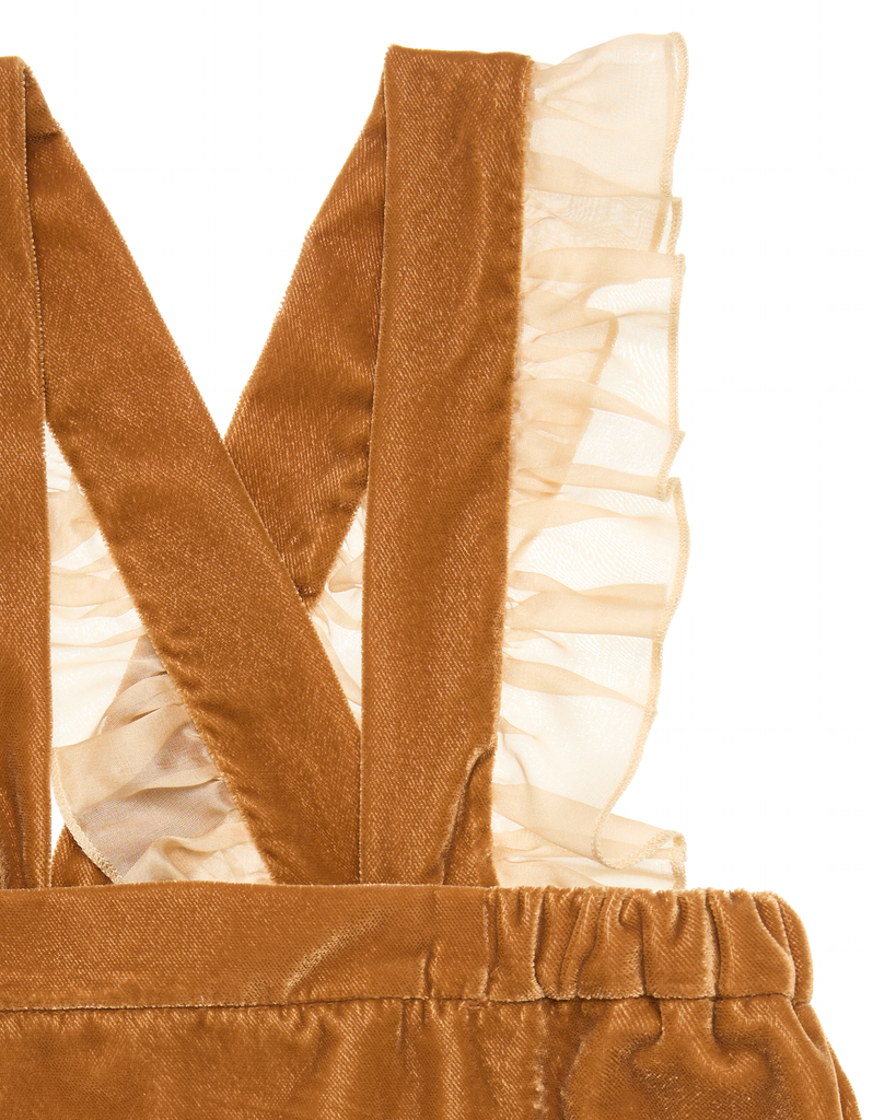 PAADE MODE "WONDER VOYAGE" BABY Aurora Velvet Strap Bloomers with Ruffles in Gold