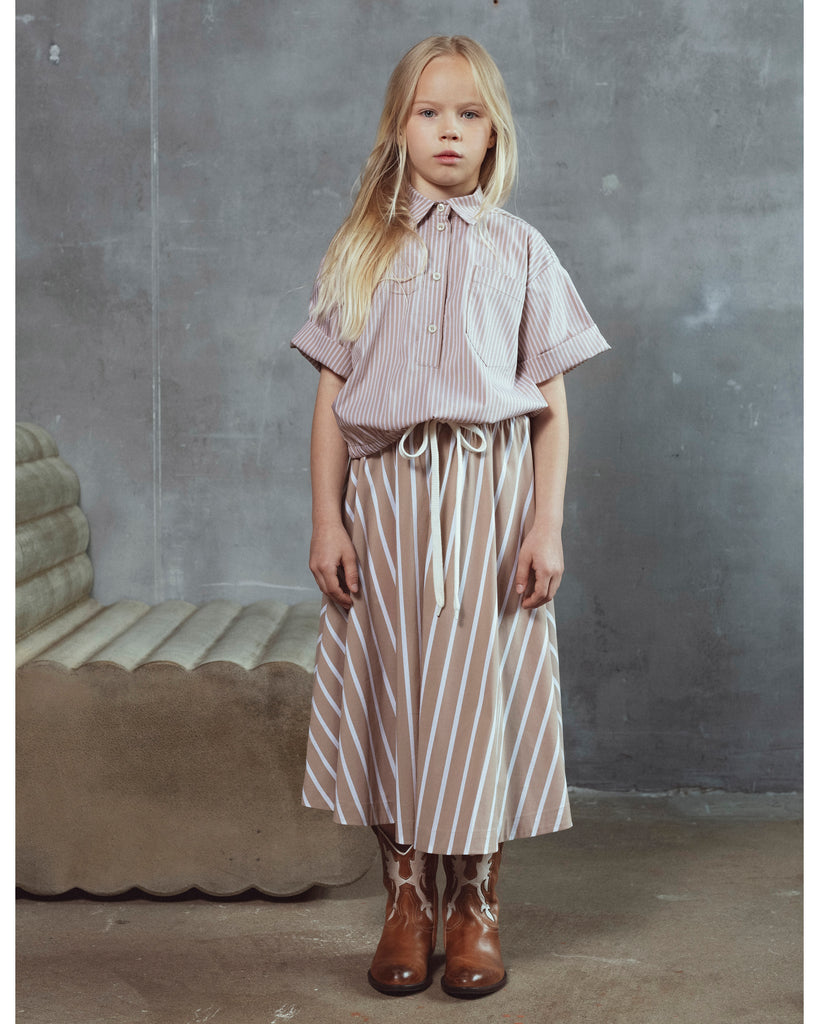 UNLABEL SS26 Luna Skirt in Cacao Stripes