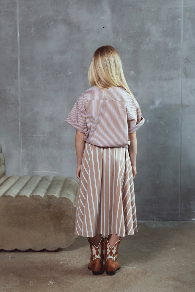UNLABEL SS26 Luna Skirt in Cacao Stripes