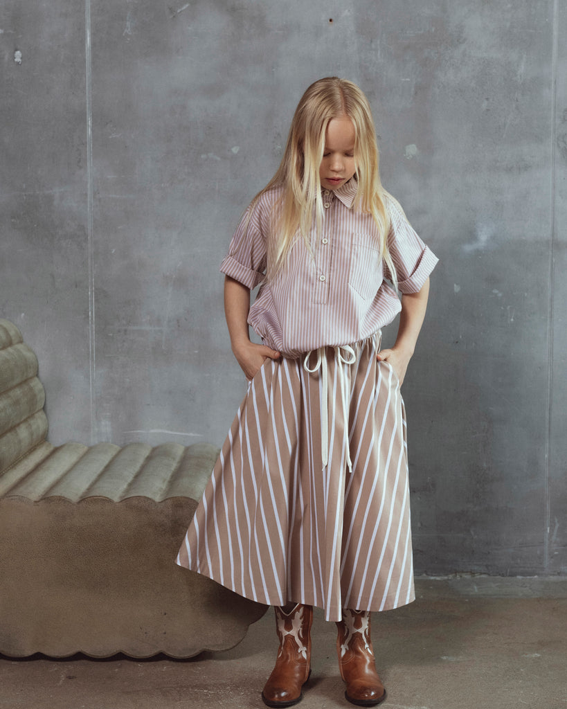 UNLABEL SS26 Luna Skirt in Cacao Stripes