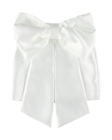 CAROLINE BOSMANS Bow Sleeveless Gloss Taffeta Top Blouse in White