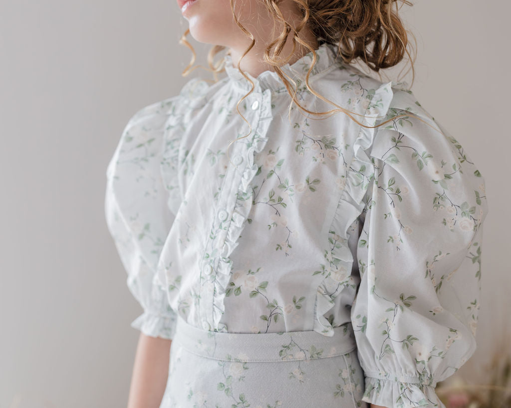 STEPH THE LABEL "Enjoue" Cream Bud Voile Blouse