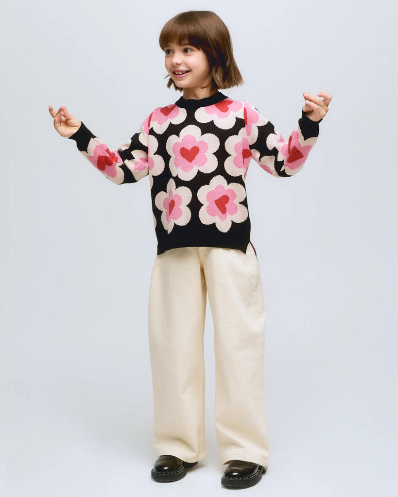 COMPANIA FANTASTICA Sweetheart Knit Printed Sweater