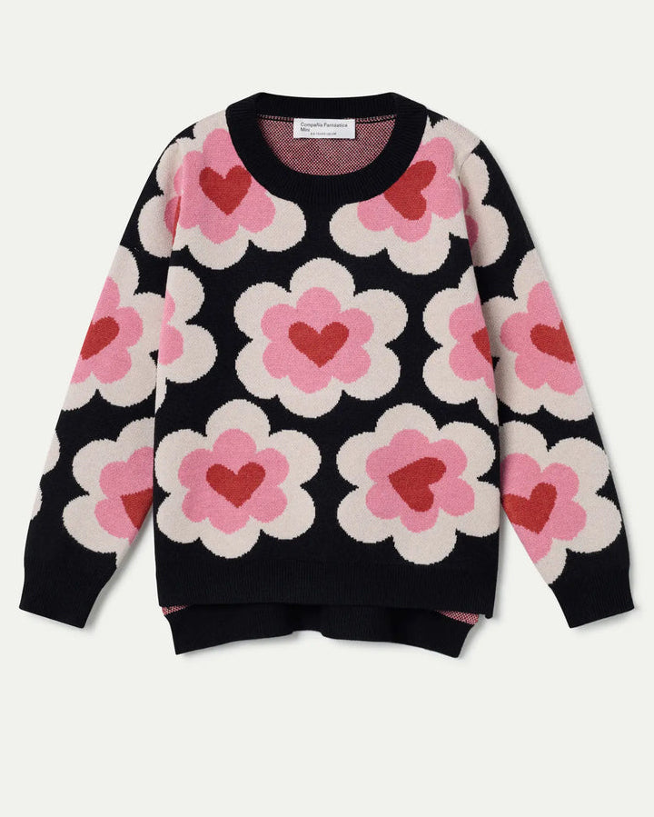 COMPANIA FANTASTICA Sweetheart Knit Printed Sweater