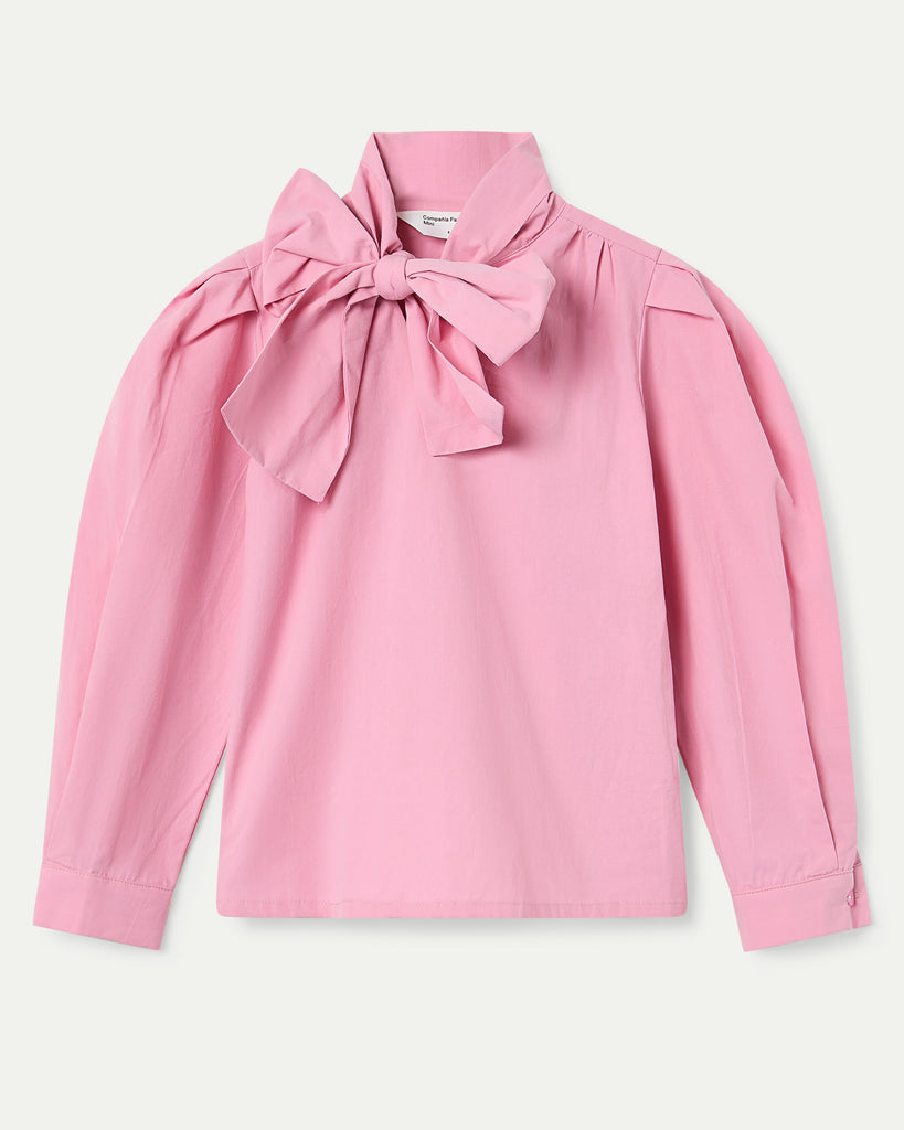 COMPANIA FANTASTICA Cotton Bow Blouse Top in Pink