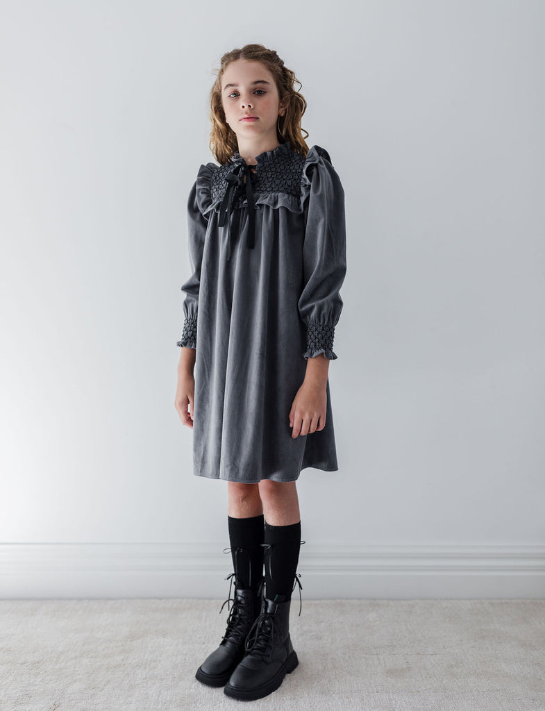 STEPH THE LABEL "L'immagination" Chambray Shirred Yoke Dress