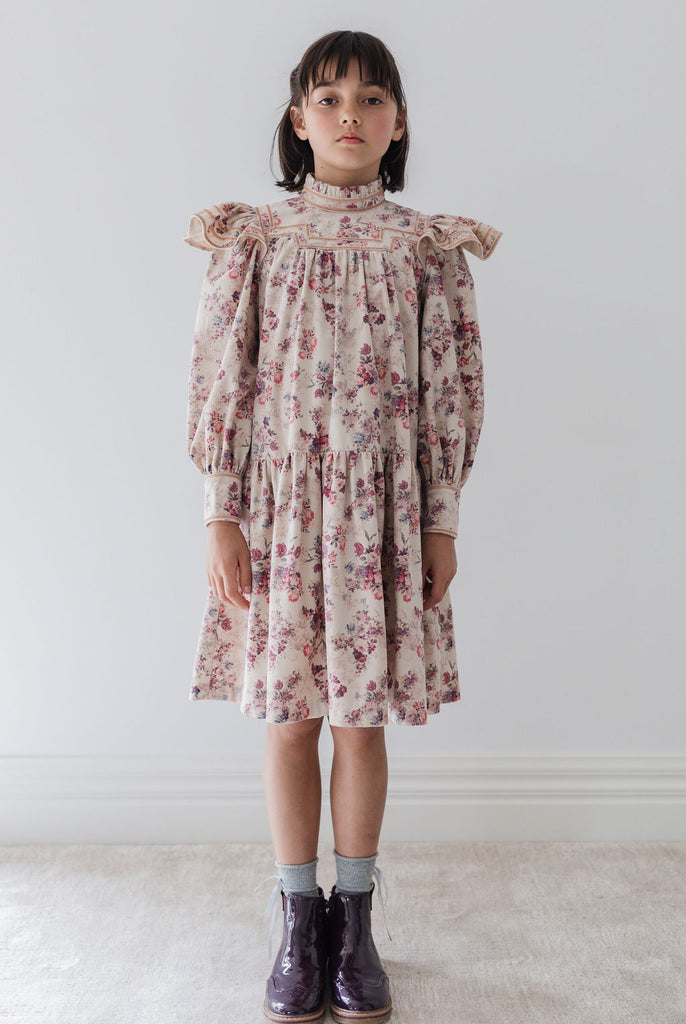 STEPH THE LABEL "L'immagination" Antique Floral Printed Cord Dress