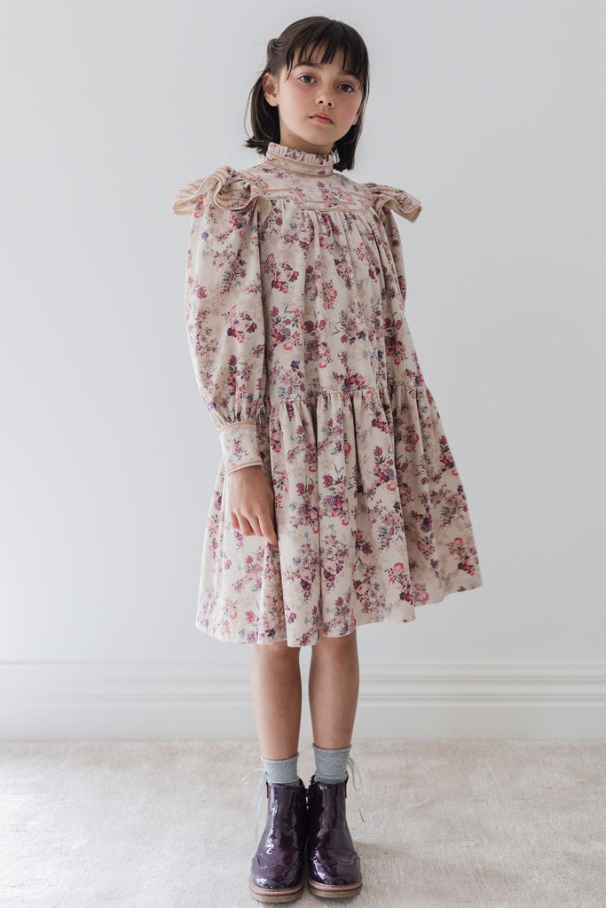 STEPH THE LABEL "L'immagination" Antique Floral Printed Cord Dress