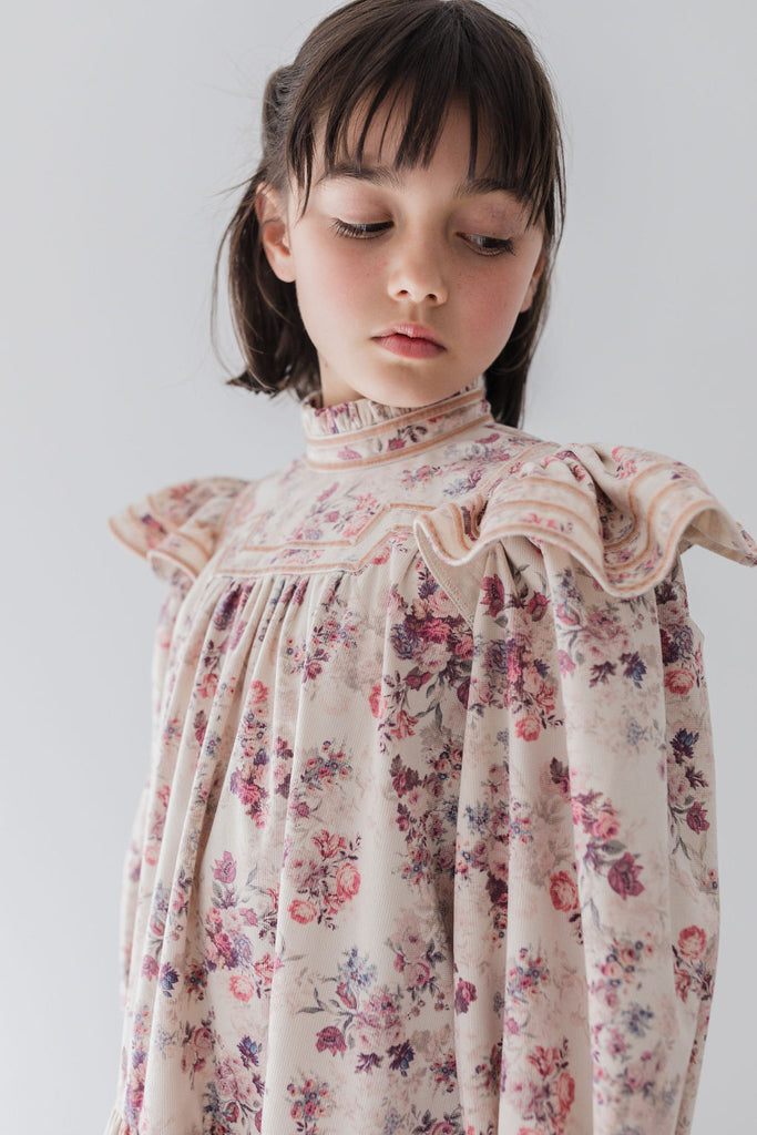 STEPH THE LABEL "L'immagination" Antique Floral Printed Cord Dress
