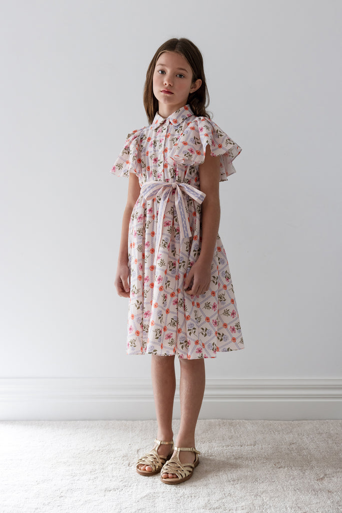 STEPH THE LABEL SS2026 Flower Grid Shirt Dress
