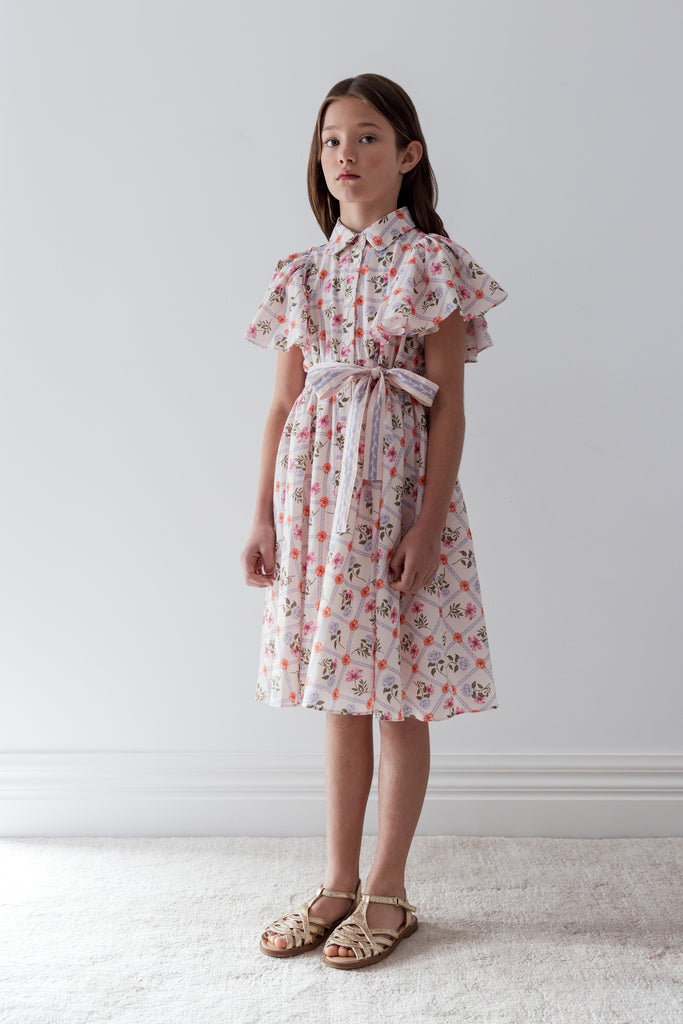 STEPH THE LABEL SS2026 Flower Grid Shirt Dress